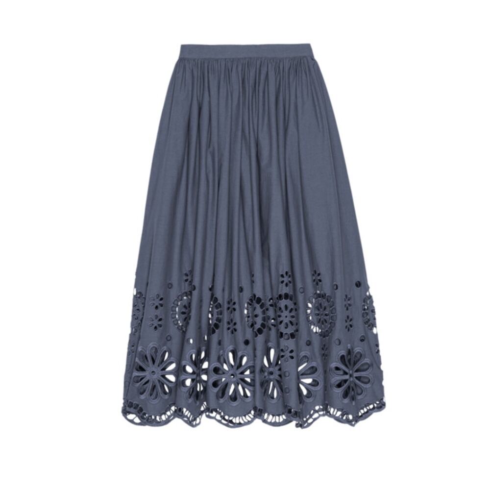 The Great Skirt Eyelet Super Bloom Dusty Blue Vintage Midi NWT Summer Small - Picture 8 of 8